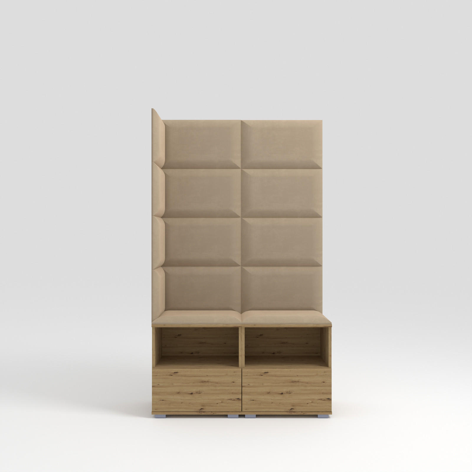 GARDEROBEN-SET Nela V mit gepolsterten Paneelen 100/174/40 - Beige/Silberfarben, Holzwerkstoff/Kunststoff (100/174/40cm)