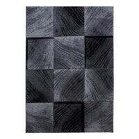 TEPPICH Kurzflor Karo-Design Polypropylen Wohnzimmer Schwarz Rechteckig 120x170 - Schwarz, Textil (120/170cm) - KADIMA DESIGN
