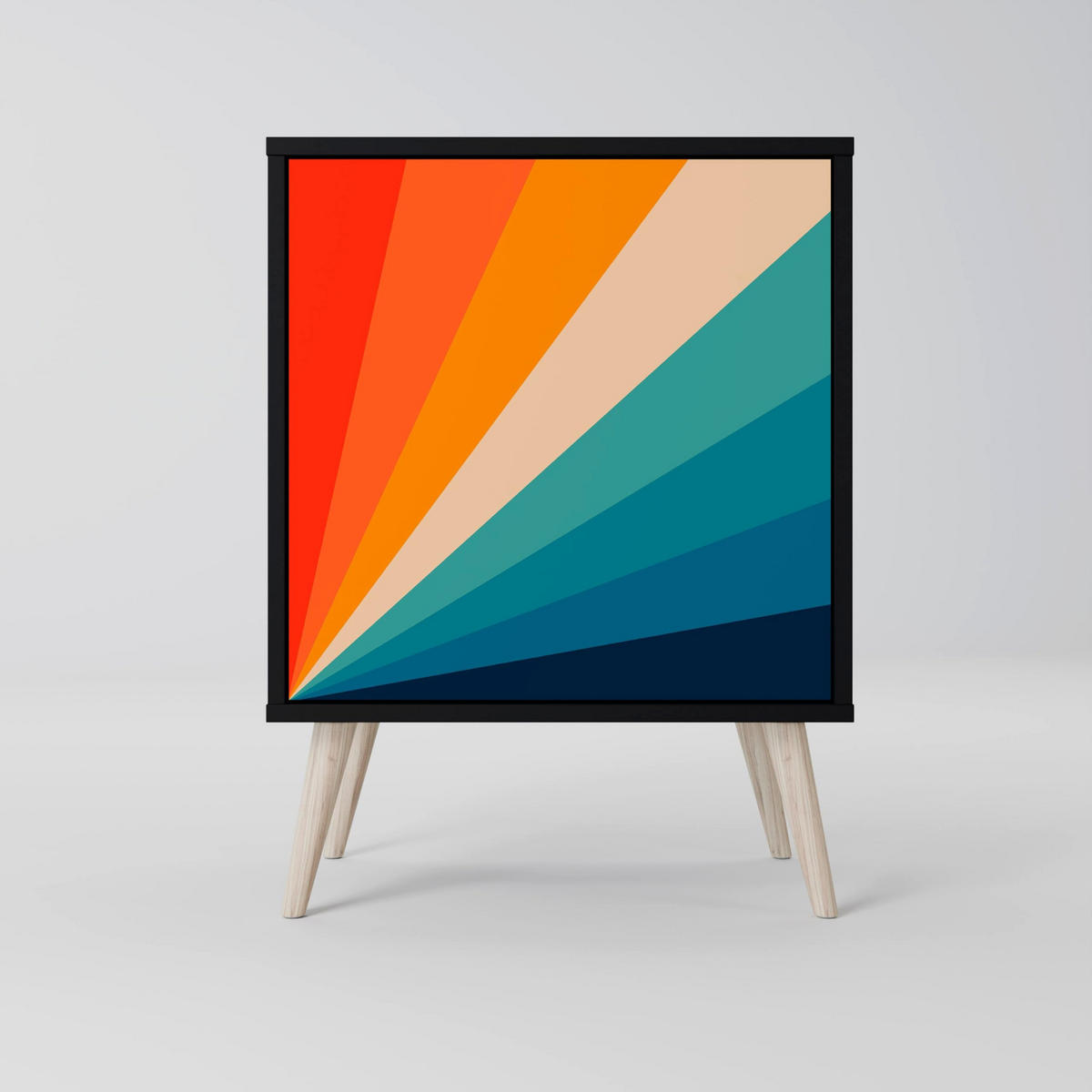 SIDEBOARD PRISM CONCUSSION, Schwarz, 57,5x42x75,5 cm, Goldfarbene Metallfüße - Goldfarben/Multicolor, Holzwerkstoff/Metall (57.5/75.5/42cm) - SpaceRebels