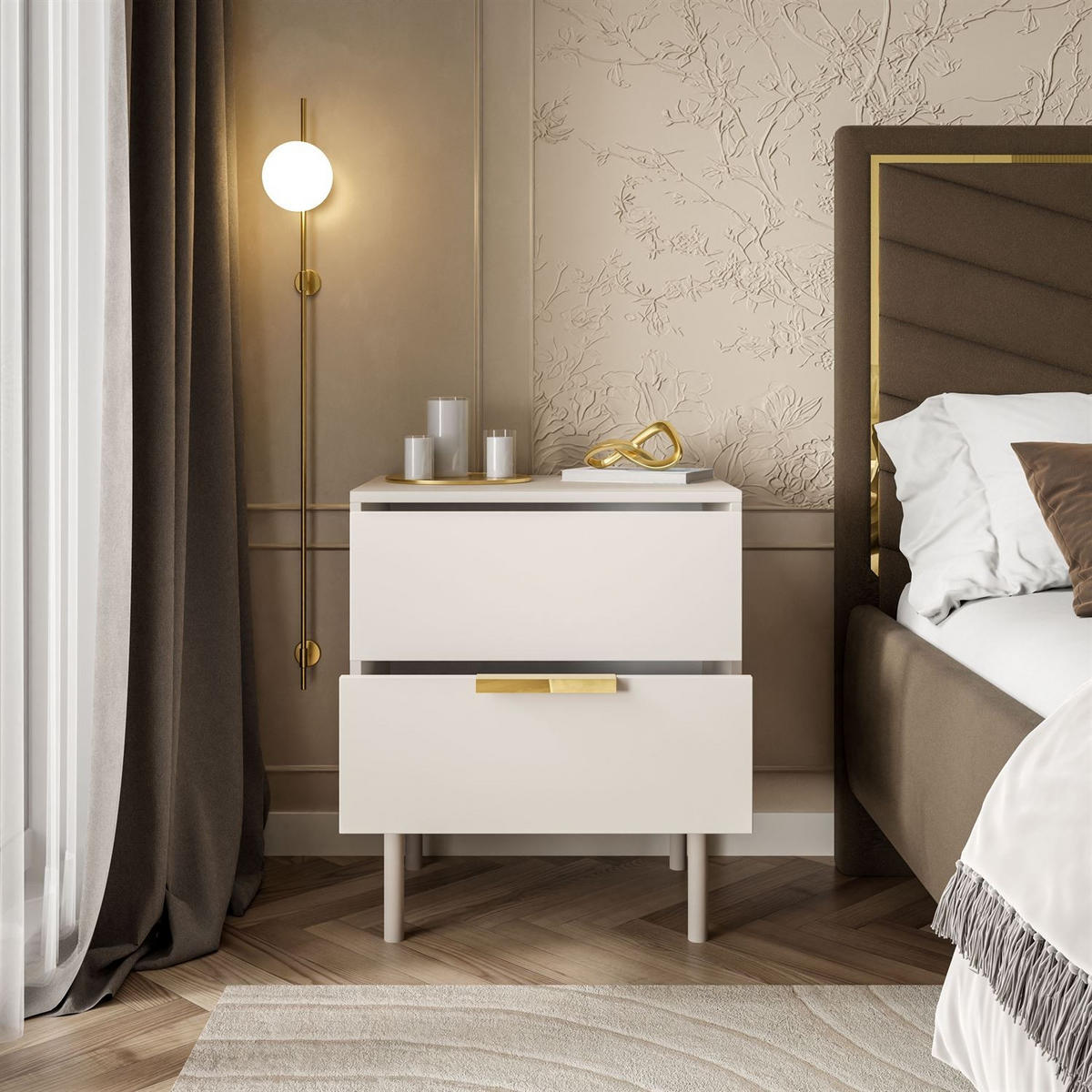 NACHTTISCH MIRACLE mit Schubladen Kaschmir - Kaschmir, Holzwerkstoff (54/63/39cm) - Lookway