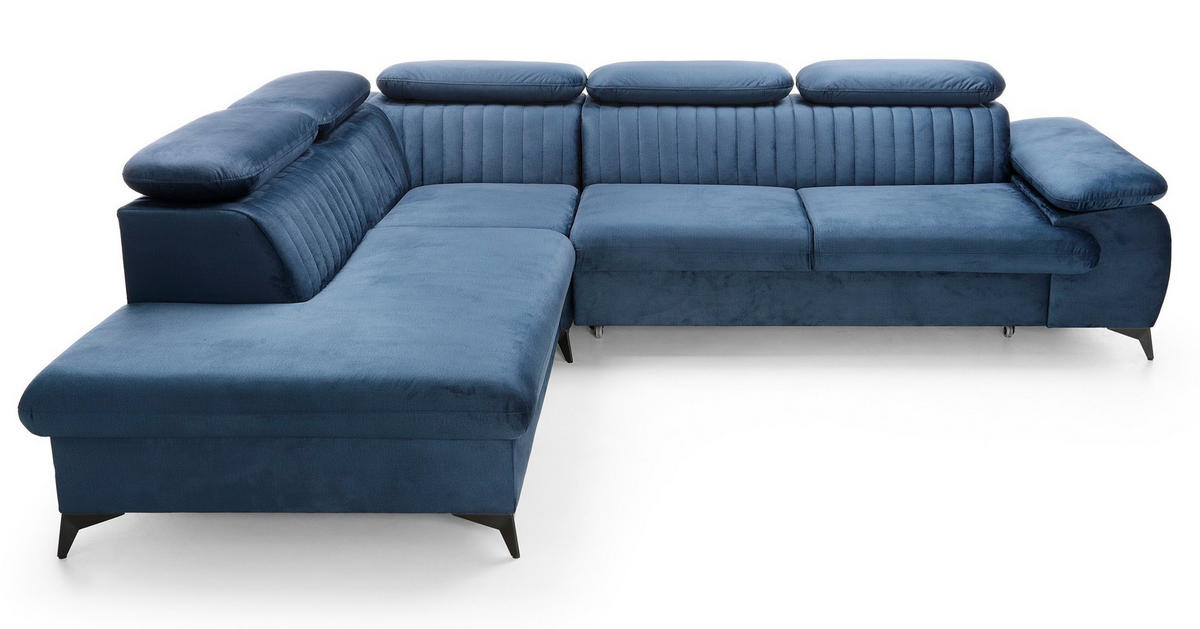 ECKSOFA 275 cm mit verstellbaren Kopfstützen Xanto L, Links, Blau - Blau, Holz (275/221cm) - Emporius