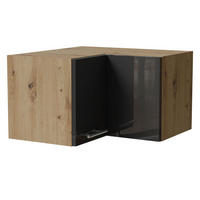 ECKHÄNGESCHRANK Essen W12/60/36 Graphit Hochglanz / Eiche Artisan Matt 60 / 60 / 36cm - Graphitfarben/Eiche Artisan, Holz/Holzwerkstoff (60/36/60cm) - Feldmann-Wohnen