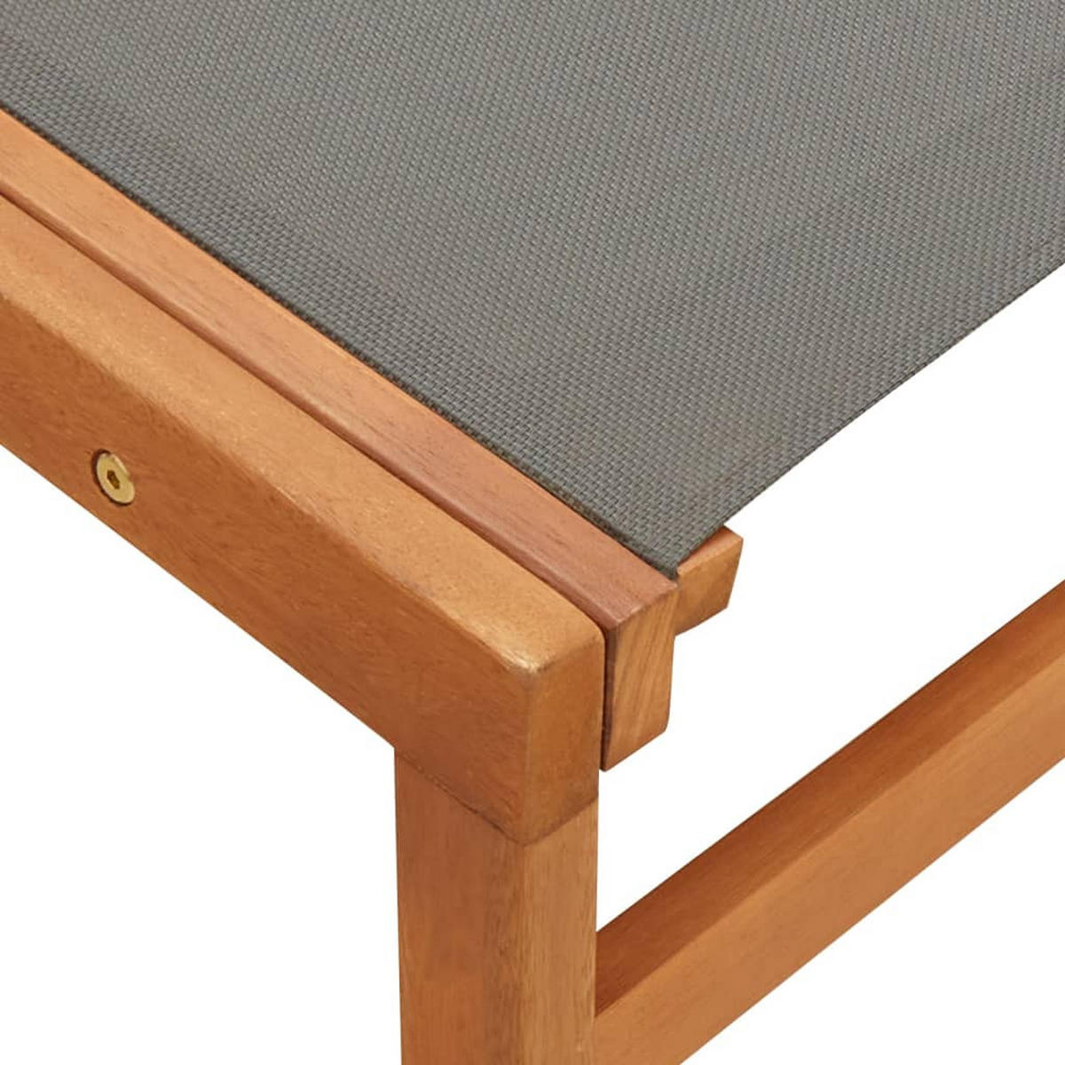 GARTENSTUHL Mit Fussteil Grau Eukalyptus Massivholz Textilene - Grau, Holz (60/77.5/83.5cm) - vidaXL