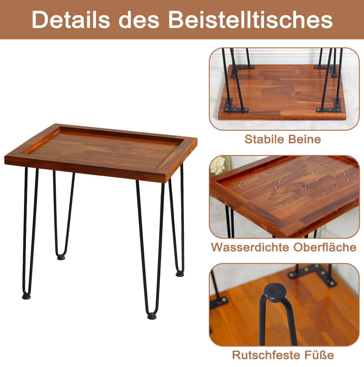 COUCHTISCH aus Massivholz 55,5x45x53cm in Naturholz - Naturfarben, Holzwerkstoff (55.5/45/53cm) - Modfu