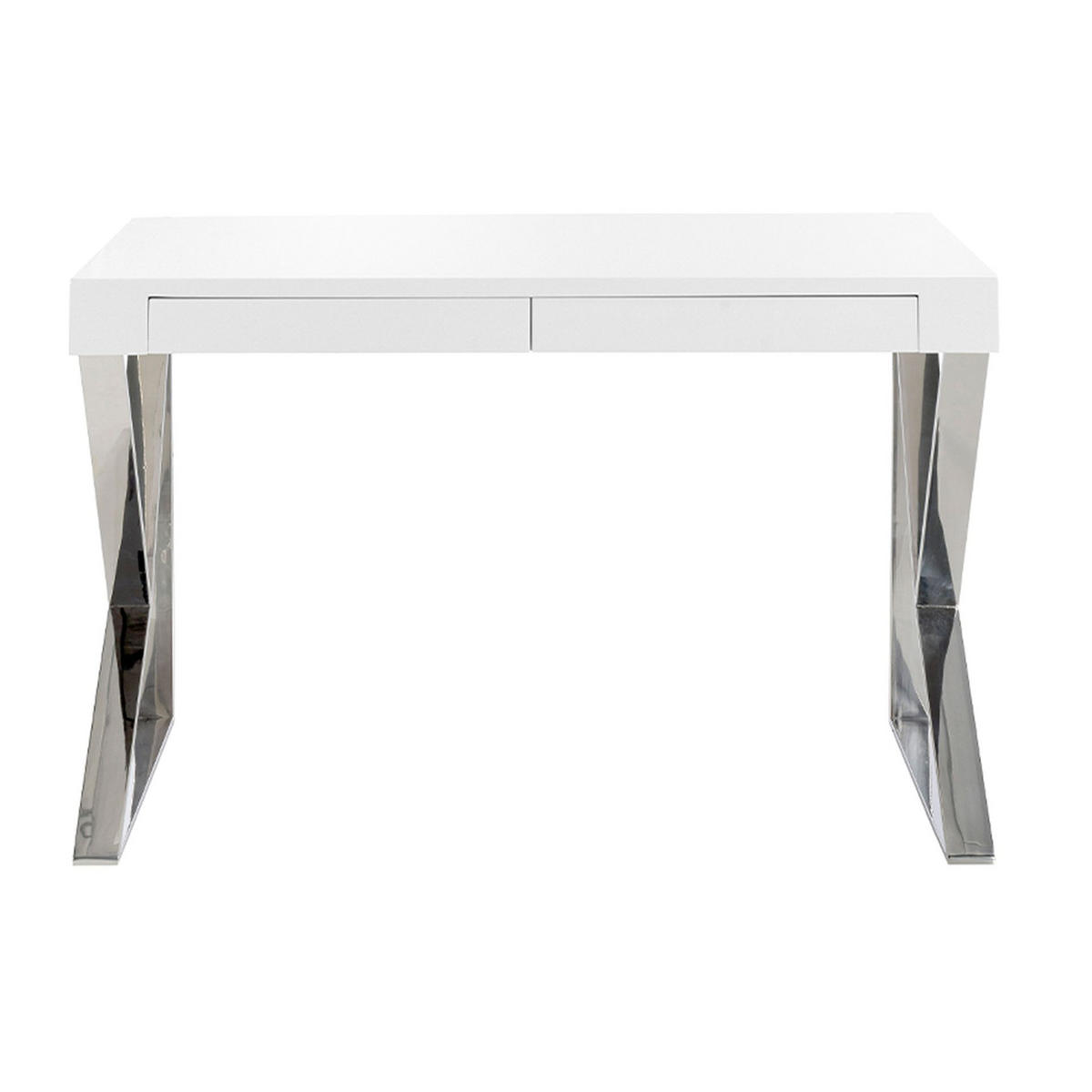 SCHREIBTISCH Schreibtisch aus weißem Holz und verchromtem Stahl 120/61/76 cm - Edelstahlfarben/Weiß, Holz/Metall (61/120/76cm) - ANGEL CERDA