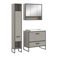 BADKOMBINATION 3tlg. Bagno Bad in Kaschmir Nachbildung und schwarz B/H/T: 125x192x48 cm - Kaschmir, Holzwerkstoff (125/192/48cm)