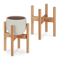 2XPFLANZENSTÄNDER - Hellbraun, Holz (37.5/35.5/37.5cm) - Relaxdays