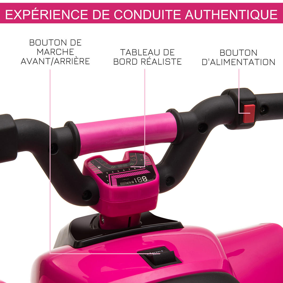 ELEKTRO-QUAD DE-13017 Vor-/Rückwärtsgang Rosa - Pink, Kunststoff (72/40/45.5cm) - ComfortXL