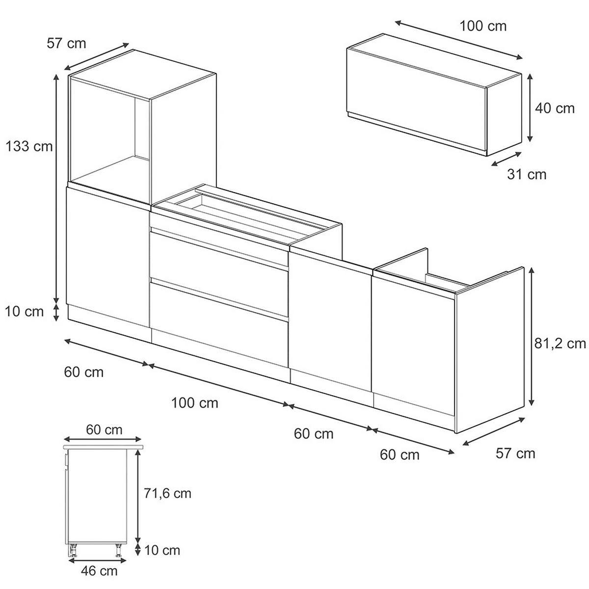 KÜCHENZEILE R-Line, Pastellgrün/Weiß, 280 cm Arbeitsplatte Satin - Pastellgrün/Weiß, Holzwerkstoff (280/143/60cm) - Vicco