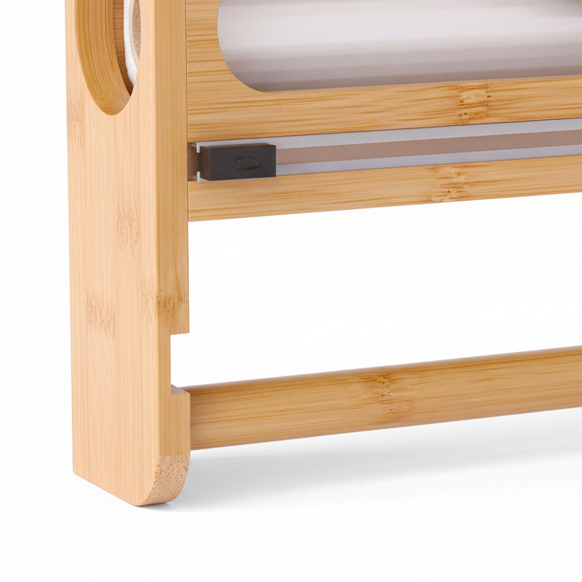 WANDROLLENHALTER - Hellbraun, Holz/Kunststoff (35/27/7cm) - Relaxdays