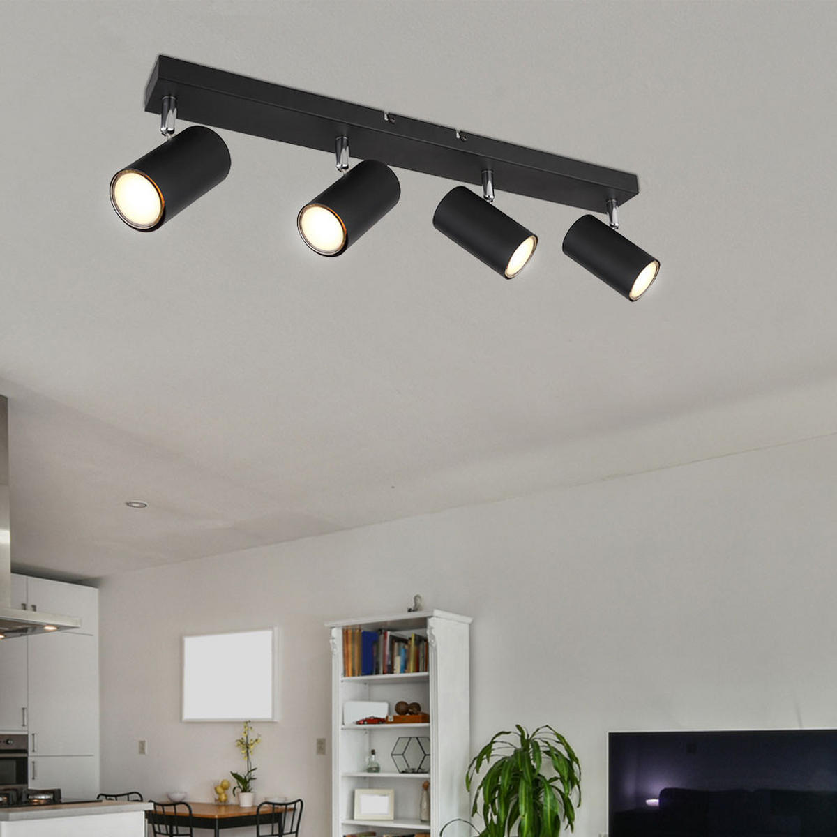 DECKENLEUCHTE ROBBY Schwarz matt - Schwarz, Metall (56/6/12cm) - Globo Lighting