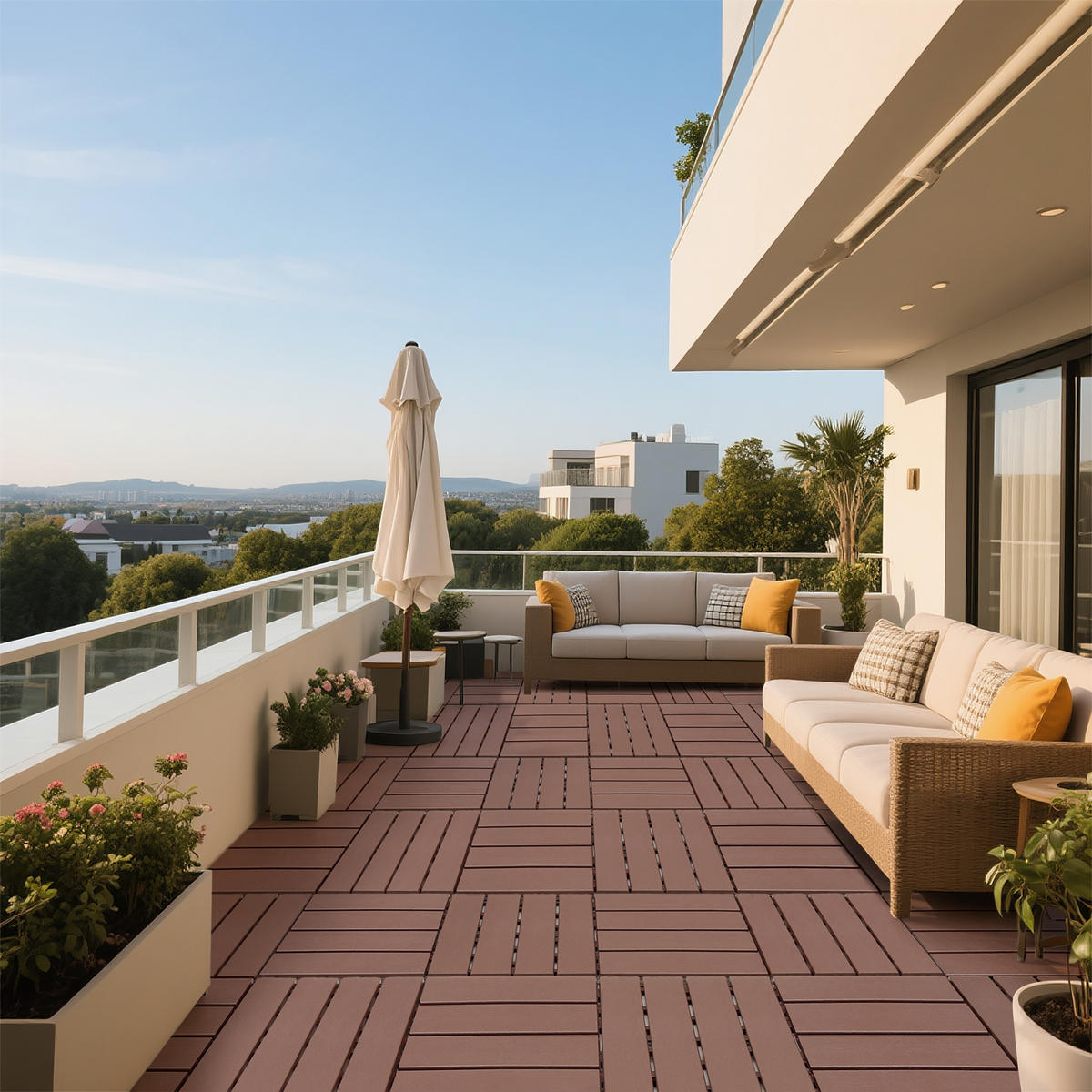 TERRASSENFLIESE 30.5/30.5/2 Rötlichbraun, Plastik (44 Stück) - Rotbraun, Kunststoff (30.5/30.5/2cm) - Oxeza