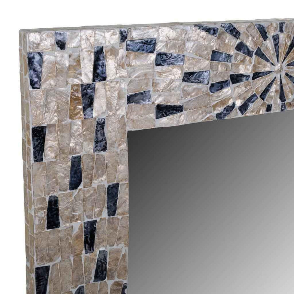 SPIEGEL aus Holz und Capiz, schwarz, 100x70x3cm - Multicolor, Holz (100/3/70cm) - Wanderlust