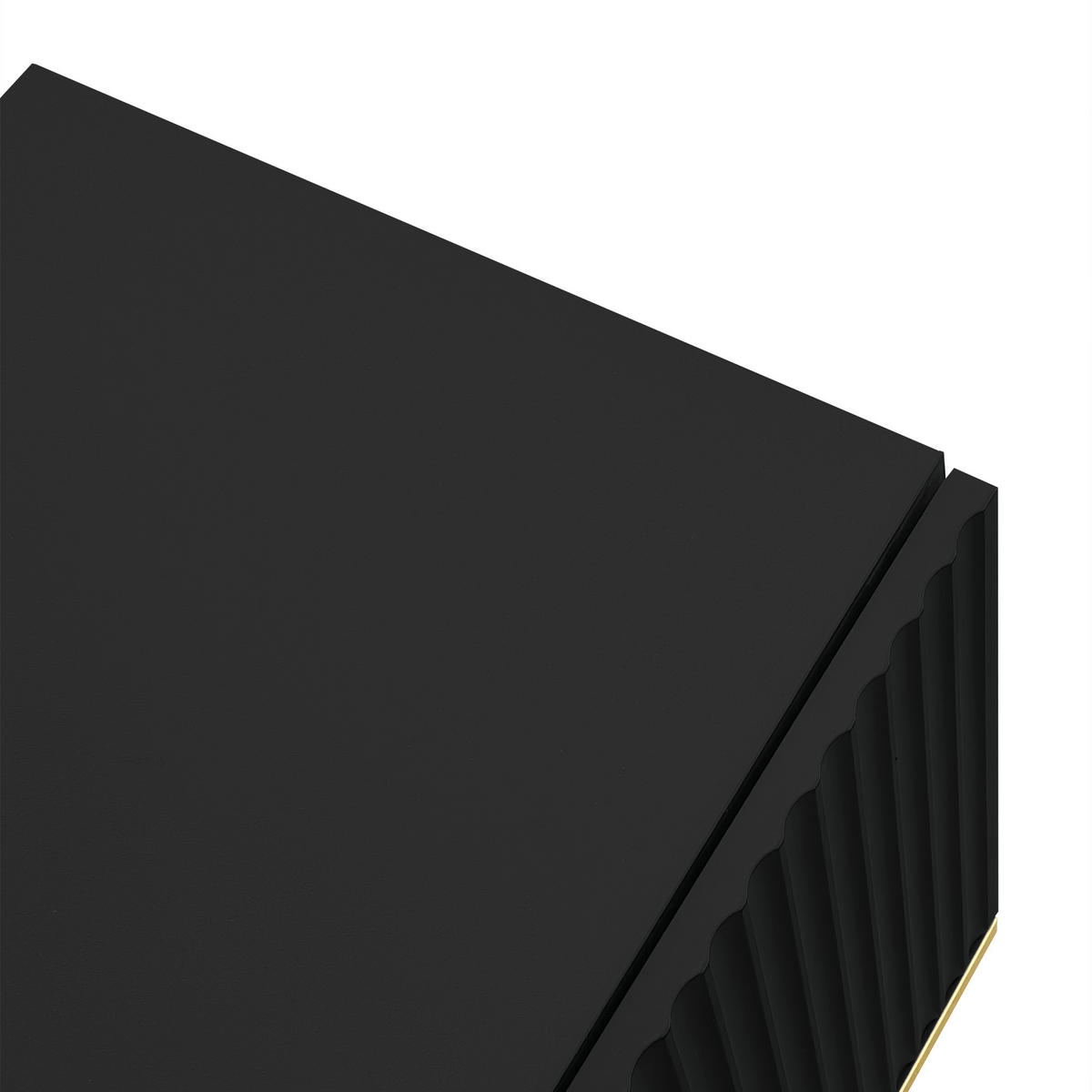 LOWBOARD in Schwarz TV-Schrank mit Schubladen und goldenen Füßen für Wohnzimmer, B165/T36/H55 cm - Goldfarben/Schwarz, Holzwerkstoff/Metall (165/55/36cm) - STILVORA
