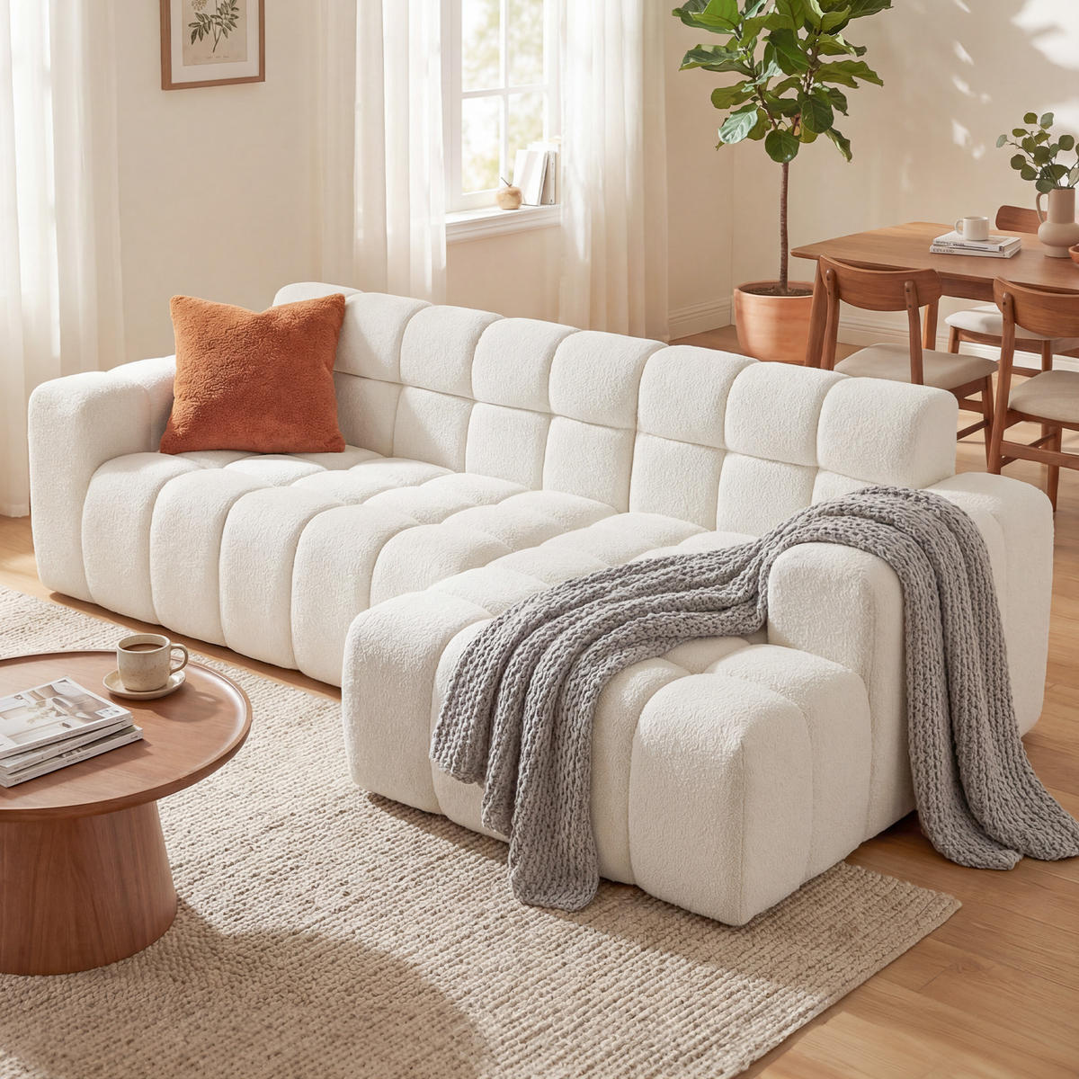 ECKSOFA 249,9/99/59,9 cm Weiß Modulares Sofa L-Form - Weiß, Textil (249.9/99cm) - OKWISH