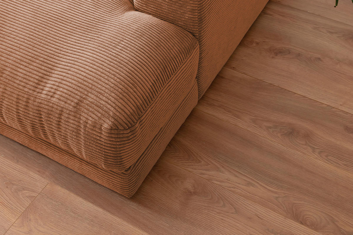 BIG SOFA XL MIT TABLETT SCHWARZ MADELINE Braun Cord - Dunkelbraun/Schwarz, Kunststoff/Textil (290/85/190cm) - KAWOLA