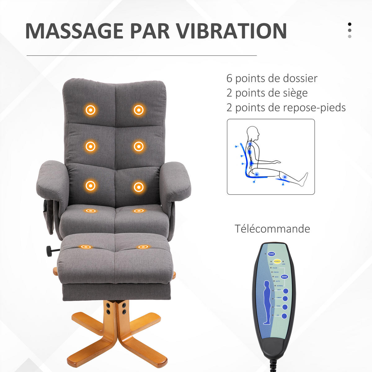 MASSAGESESSEL DE-15359 145° neigbar mit Stauraum und Kopfstütze - Dunkelgrau, Textil (86/99/80cm) - ComfortXL