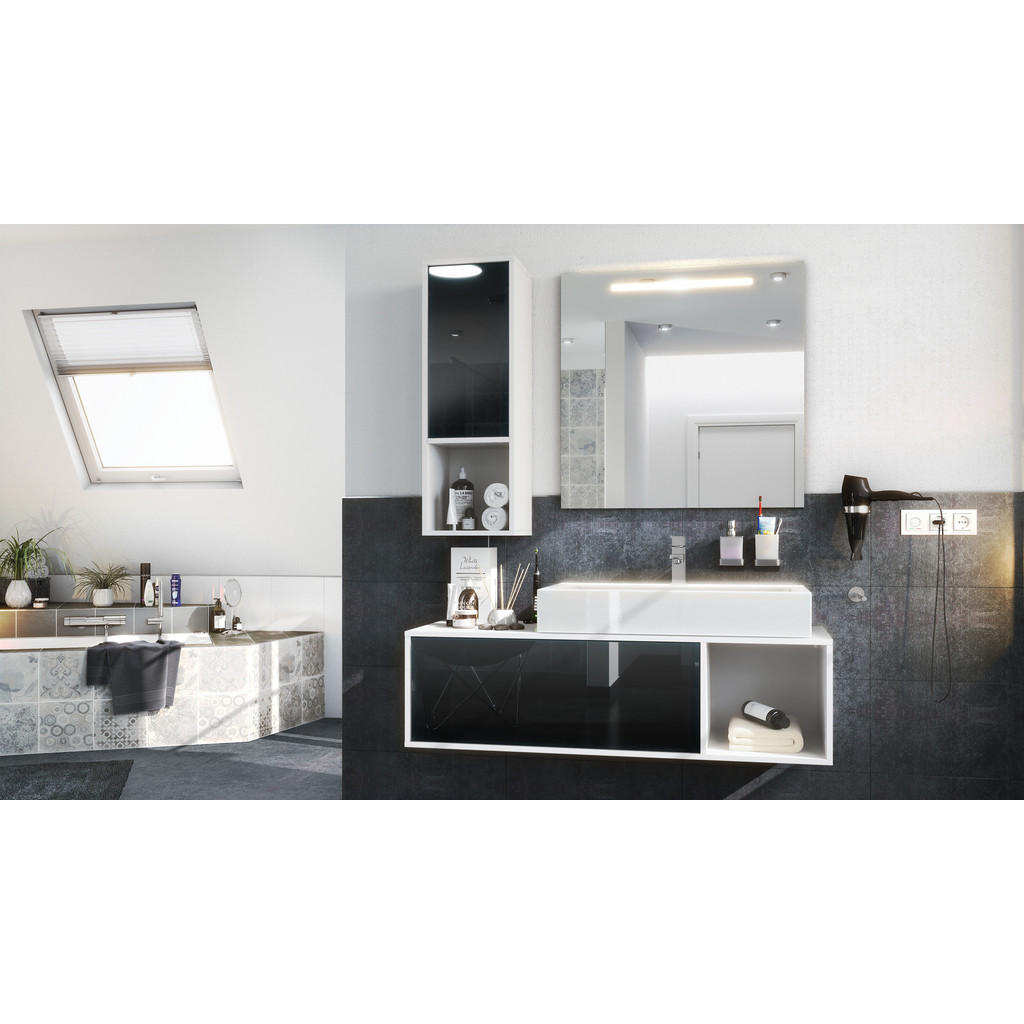 Thumbnail - Vladon Badmöbelset, Schwarz Hochglanz, Holzwerkstoff, 126.5x190x46 cm, Badezimmer, Badmöbelsets & Badmöbelserien, Badmöb...