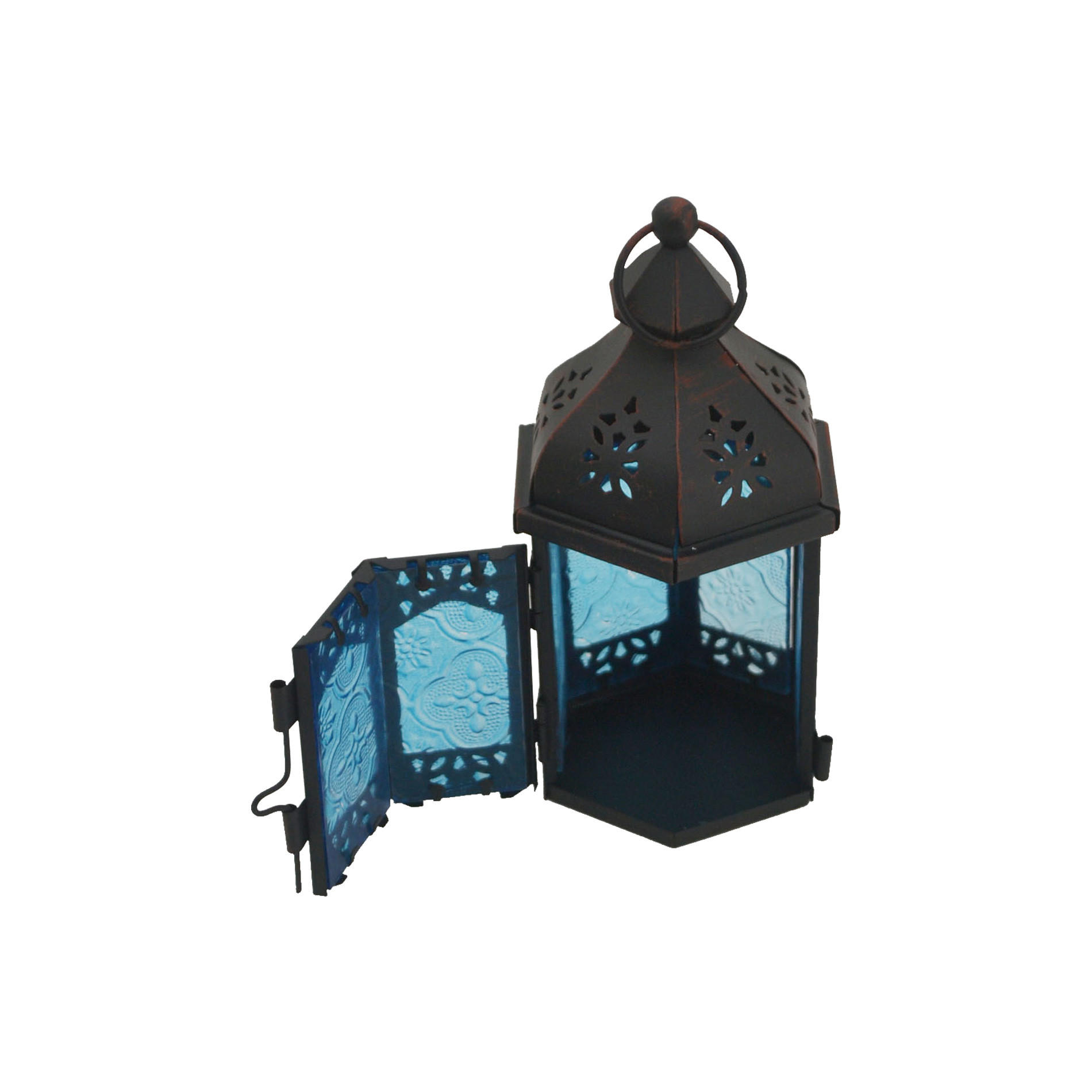 DEKORATIVE LATERNE Blau 8/9/17 cm - Blau, Metall (8/17/9cm) - Mobili Rebecca