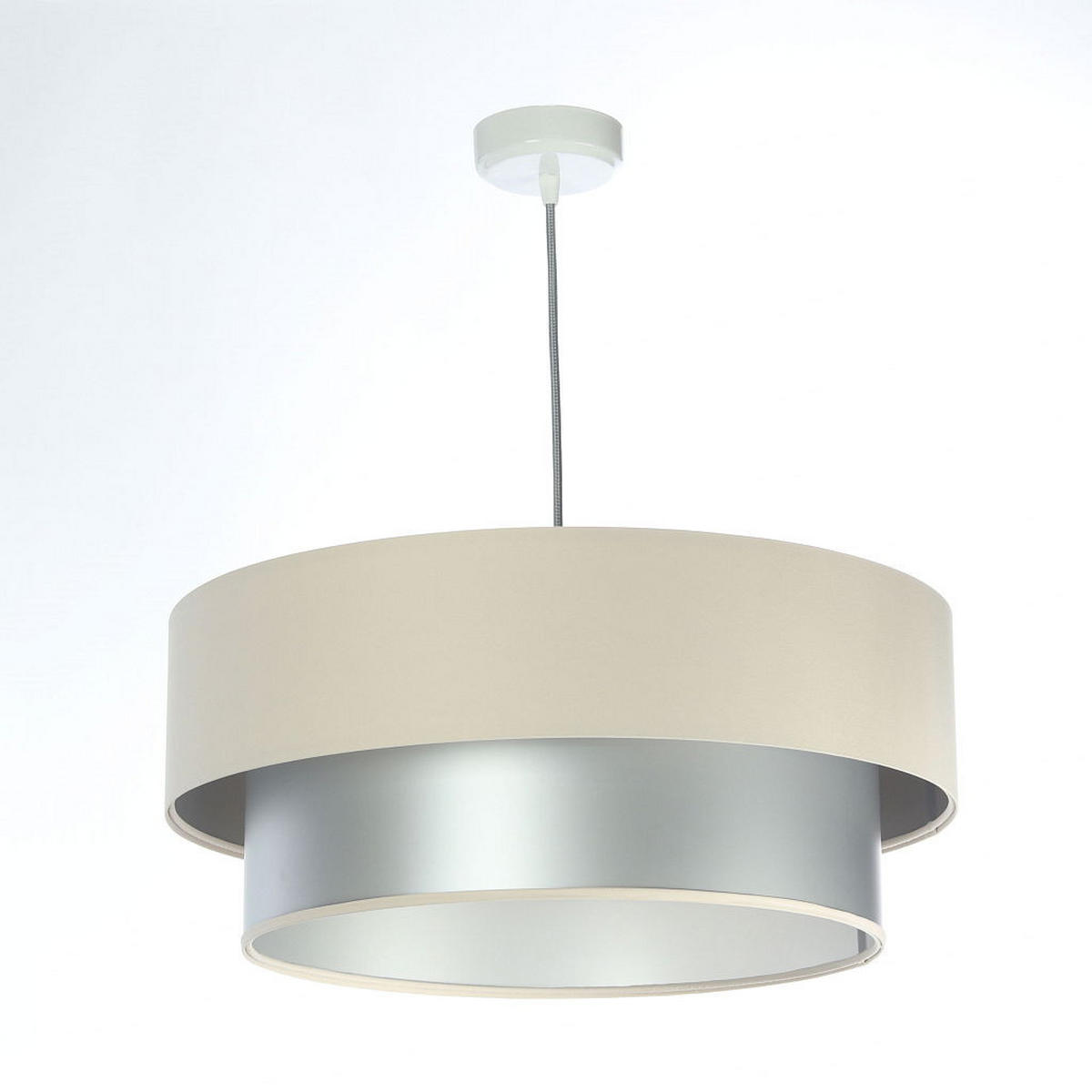 HÄNGELEUCHTE Silber 60/20 cm - Beige/Silberfarben, Kunststoff (60/1/20cm) - ONZENO