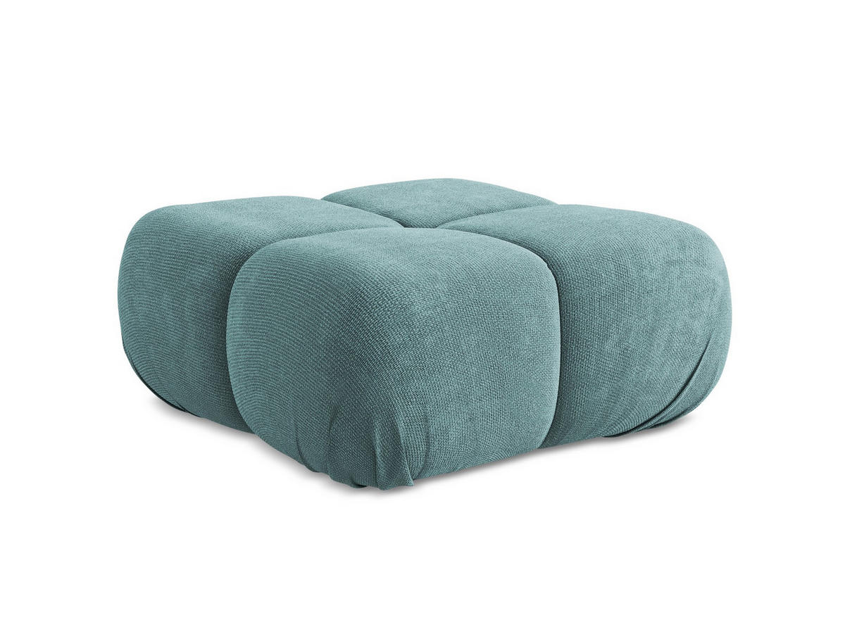 POUF Chenille Stoff Blau - Blau/Beige, Kunststoff/Textil (95/41/95cm) - Makamii