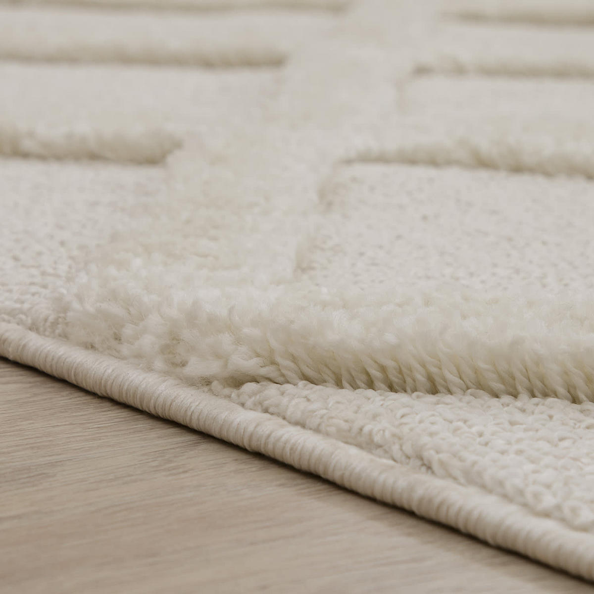HOCHFLORTEPPICH, mit Rautenmuster, aus Polypropylen, Creme, 60 x 100 cm - Beige, Textil (60/100cm) - KADIMA DESIGN
