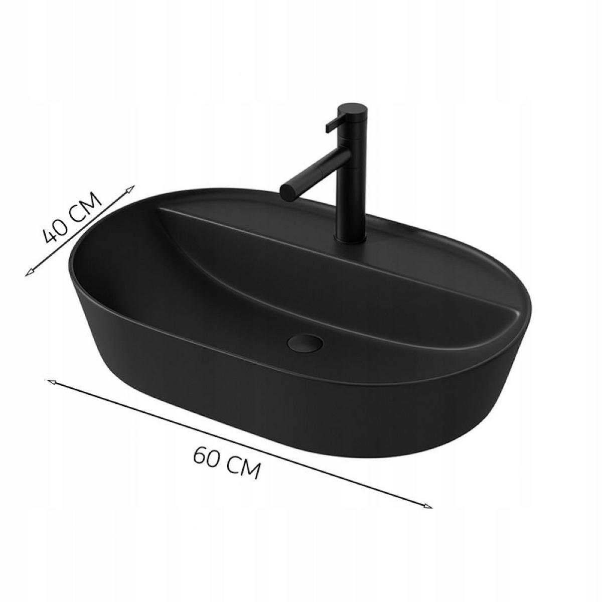 WASCHBECKEN, schwarz 60/40/12 - Schwarz, Keramik (40/12/60cm)