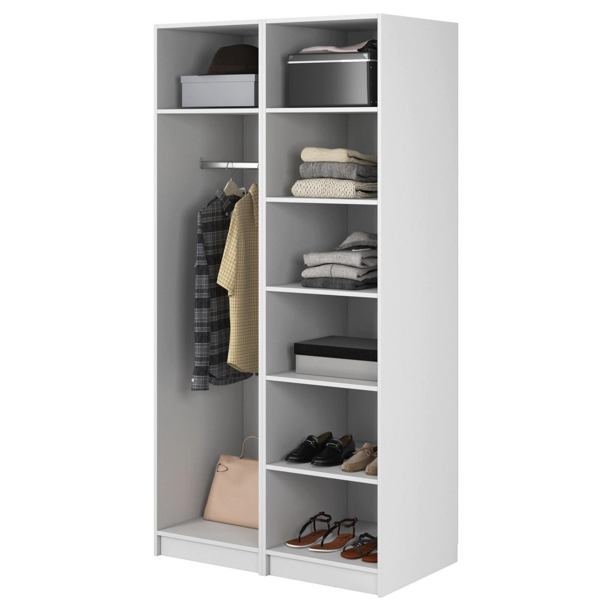 KLEIDERSCHRANK Moonir Weiß 100 cm - Goldfarben/Weiß, Holzwerkstoff/Metall (100/200.5/57cm) - Selsey