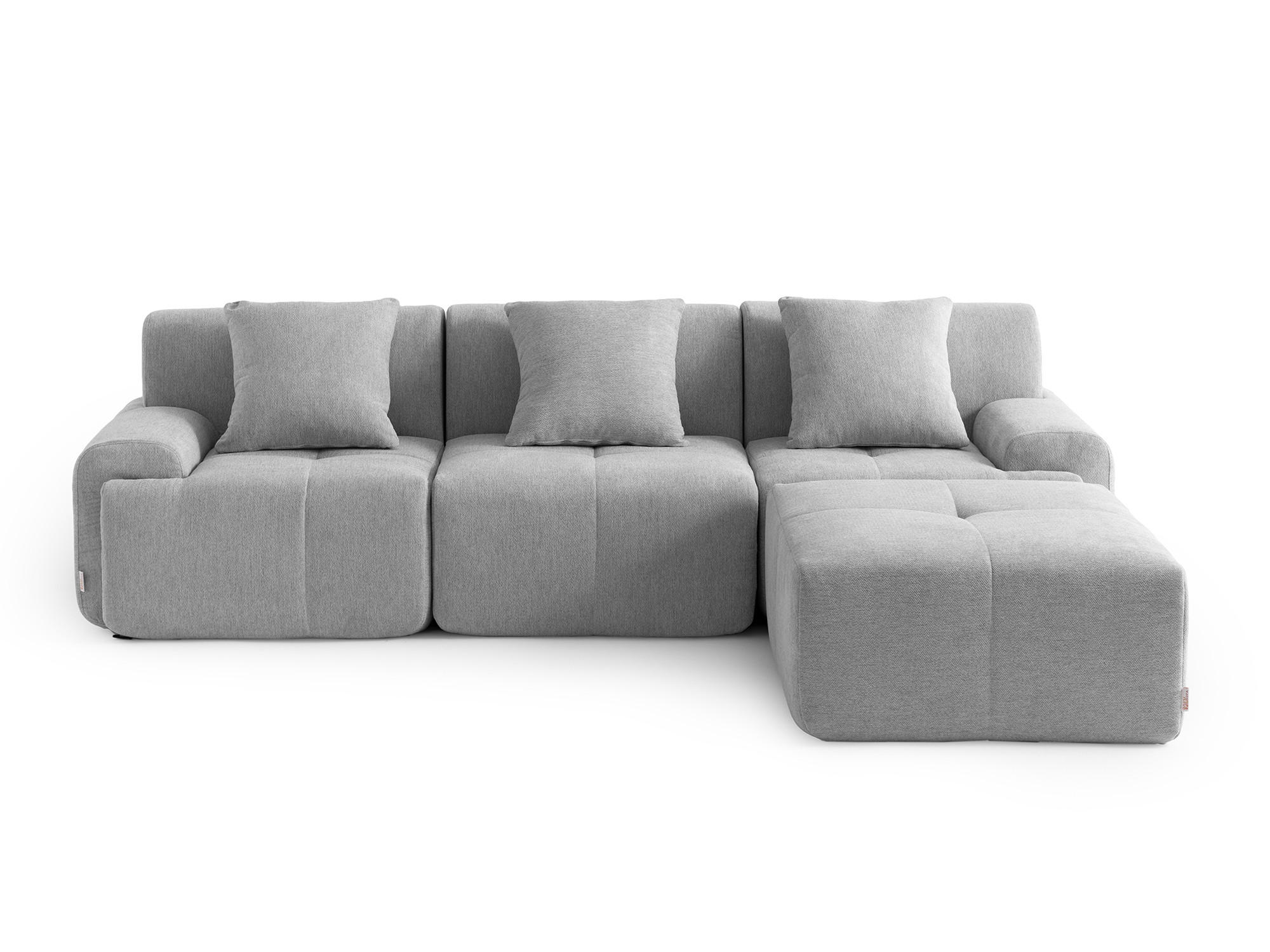 ECKSOFA Chenille Mineralgrau - Grau, Textil (260/190cm) - MILYsofa