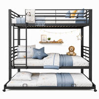 METALL-ETAGENBETT 90x200 cm in Schwarz mit Ausziehbett, Leiter und Rausfallschutz - Schwarz, Metall (90/200cm) - IVMEU