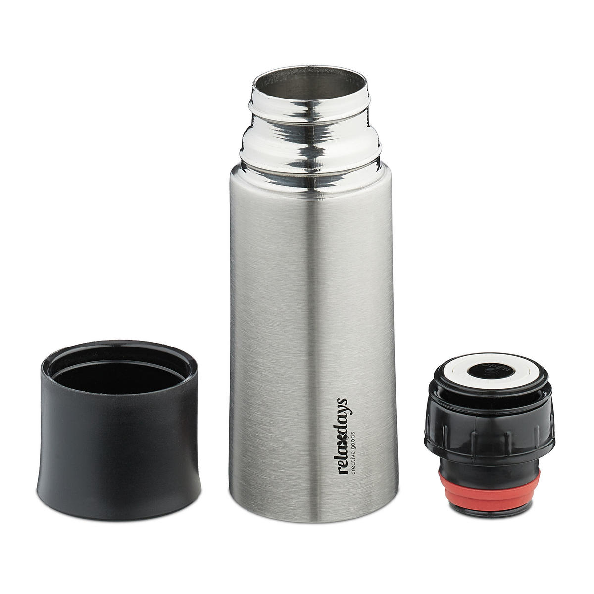 EDELSTAHL-TRINKFLASCHE - Silberfarben, Kunststoff/Metall (0.3L) - Relaxdays