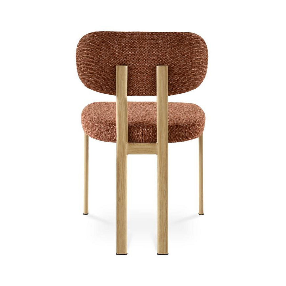 STÜHLE 4er-Set gepolstert skandinavisch mit terrakottafarbenem Chenille-Stoff und Beinen aus Metall in Eichenoptik – MIA - Terracotta/Schwarz, Textil/Metall (46.5/82/47.5cm) - Sicaan