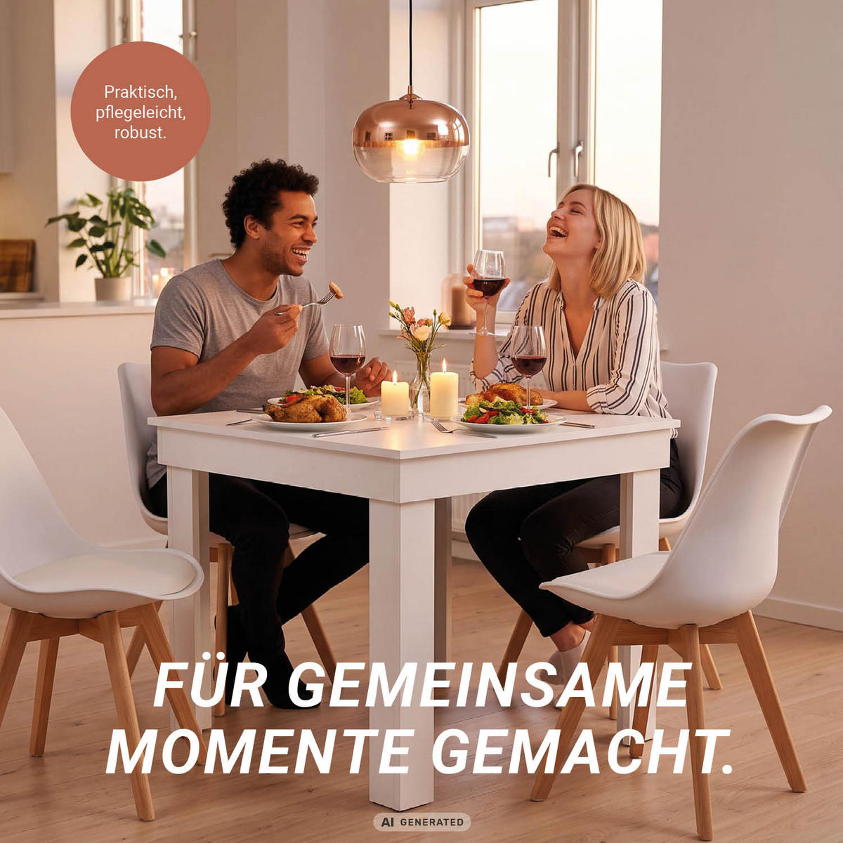 ESSTISCH in weiß 80/80/73 cm Holz - Weiß, Holz (80/80/73cm) - Homestyle4u