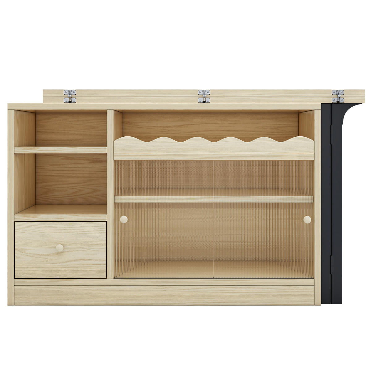 ESSTISCH Multifunktions & Sideboard (klappbar) mit Stauraum - Naturfarben, Holzwerkstoff/Metall (110/120/75cm) - Urban Meuble