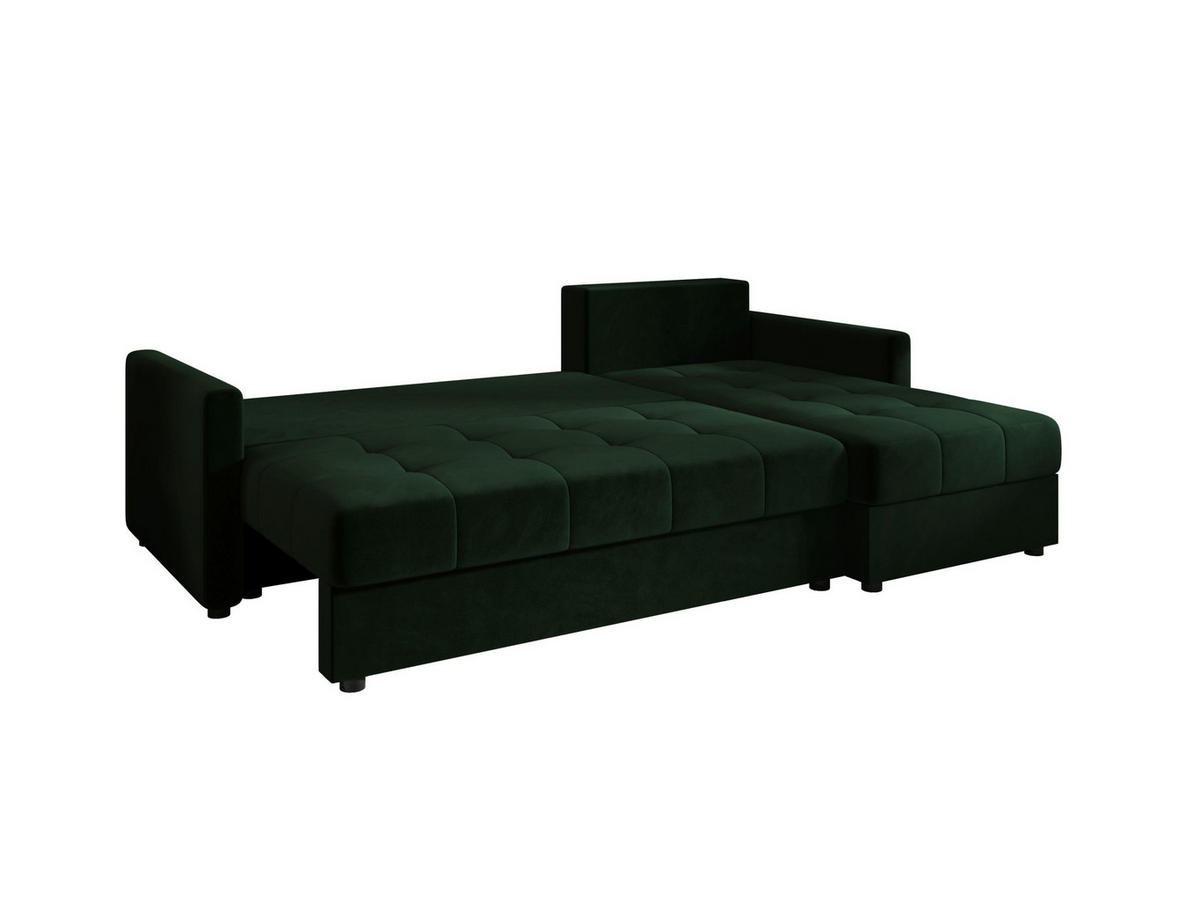 ECKSOFA MOS L BIS Itaka 10 Rechts mit Schlaffunktion - Dunkelgrün, Textil (220/143cm) - Bedante