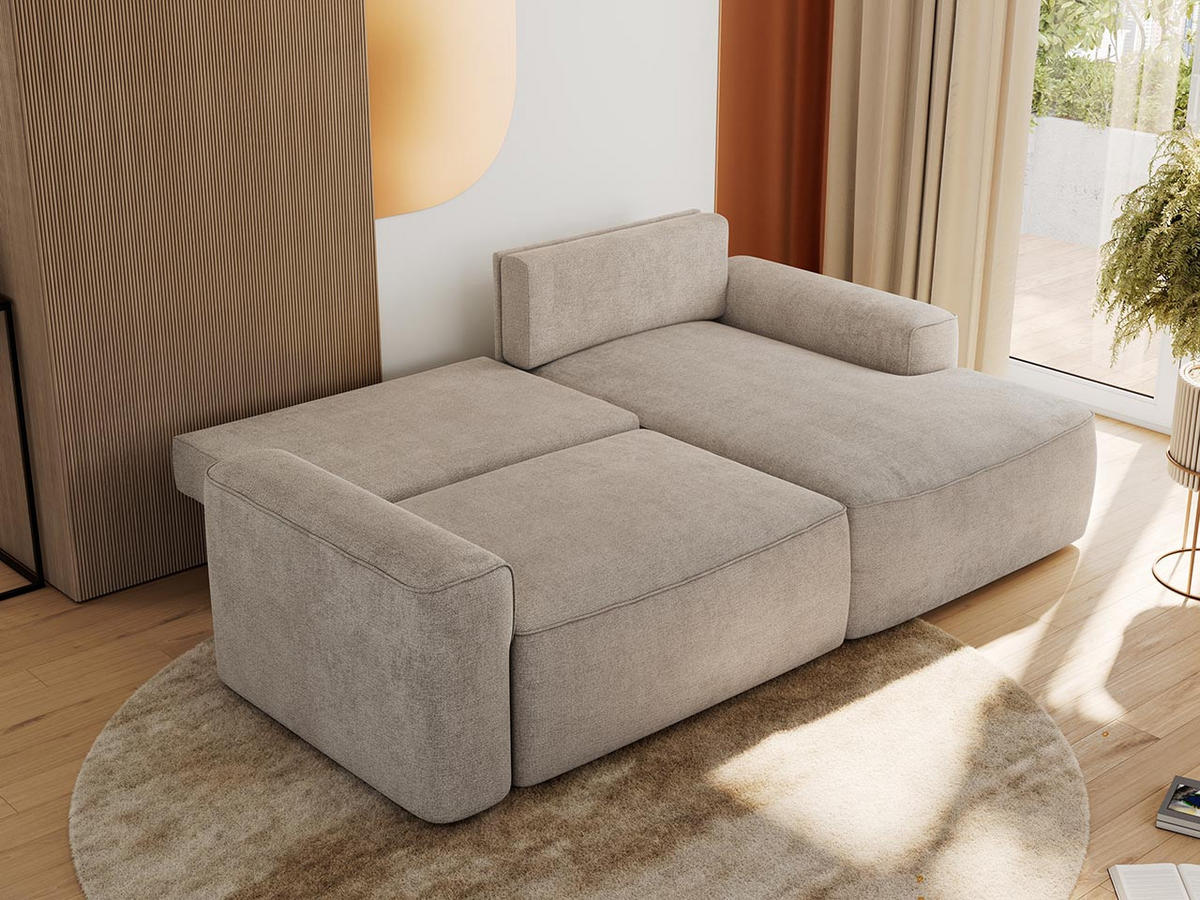 ECKSOFA BELLUNO L Beige Strukture - Rechts - Beige/Schwarz, Textil (233/144cm) - MKS