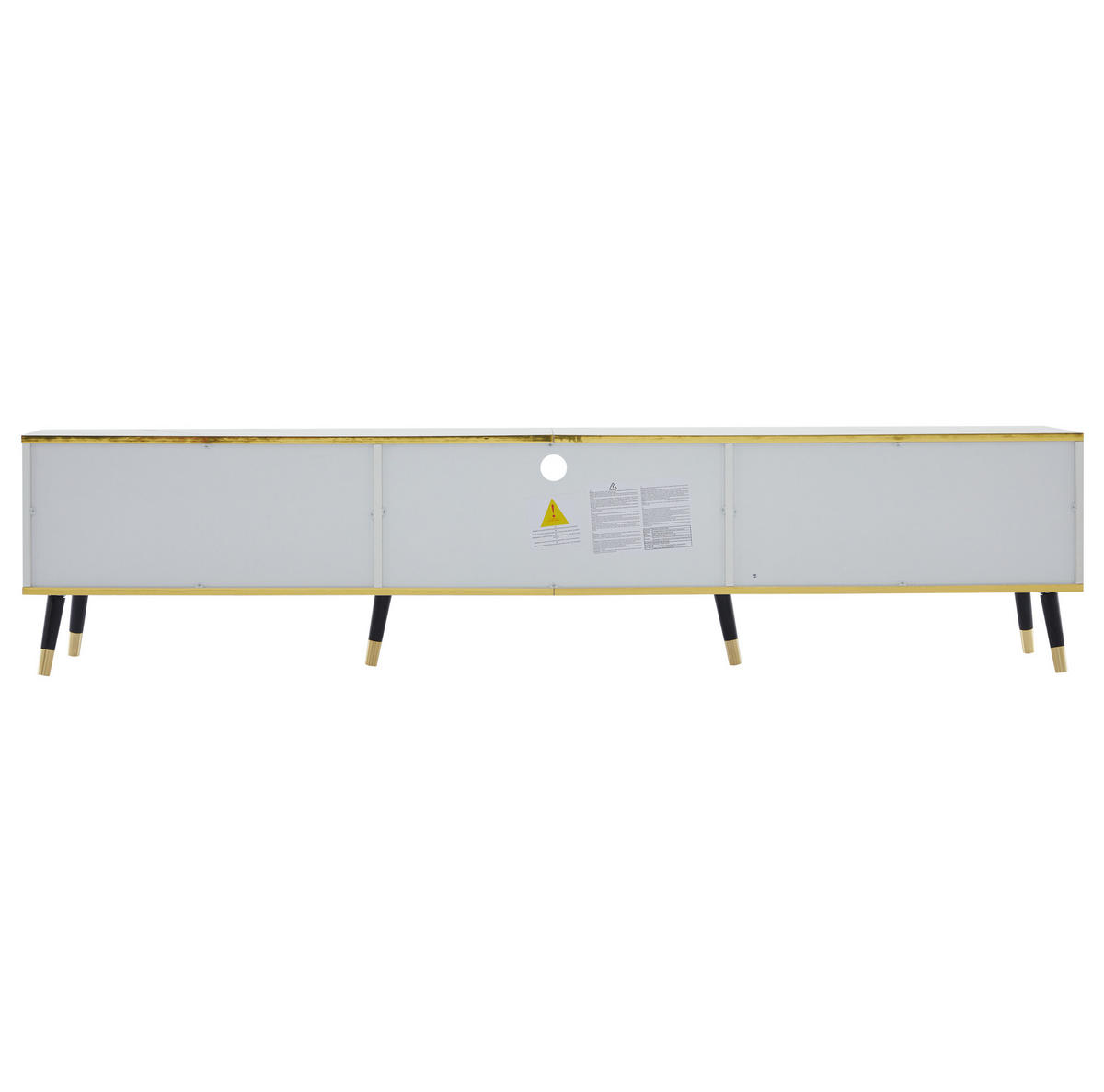TV-SCHRANK 200/40/46 cm weiß mit Marmoroptik mit 2 Türen und 1 Schublade - Weiß, Holzwerkstoff (200/46/40cm) - OKWISH