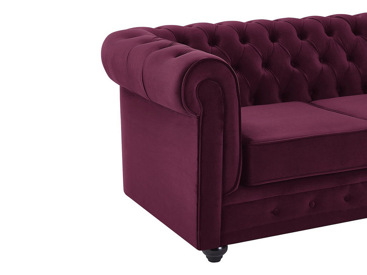SOFA 2-Sitzer - Samt - Purpur - CHESTERFIELD - Bordeaux, Textil (168/72/88cm) - Vente-Unique