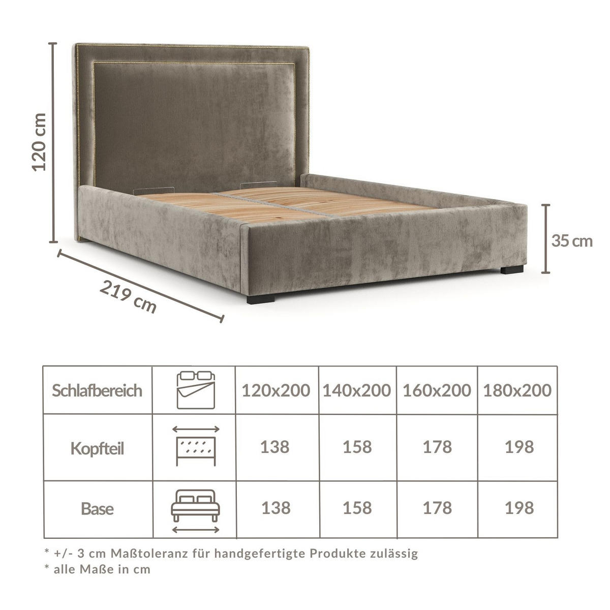 POLSTERBETT Como Braun 160/200 cm im Chenille-Stoff - Schwarz/Naturfarben, Holz/Holzwerkstoff (160/200cm) - Maison de Reve
