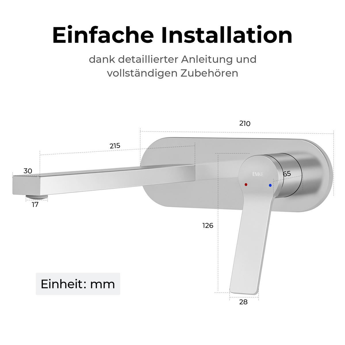 WASCHTISCHARMATUR mit Luftsprudler Messing verchromt - Chromfarben, Metall (21/7/28.8cm) - EMKE