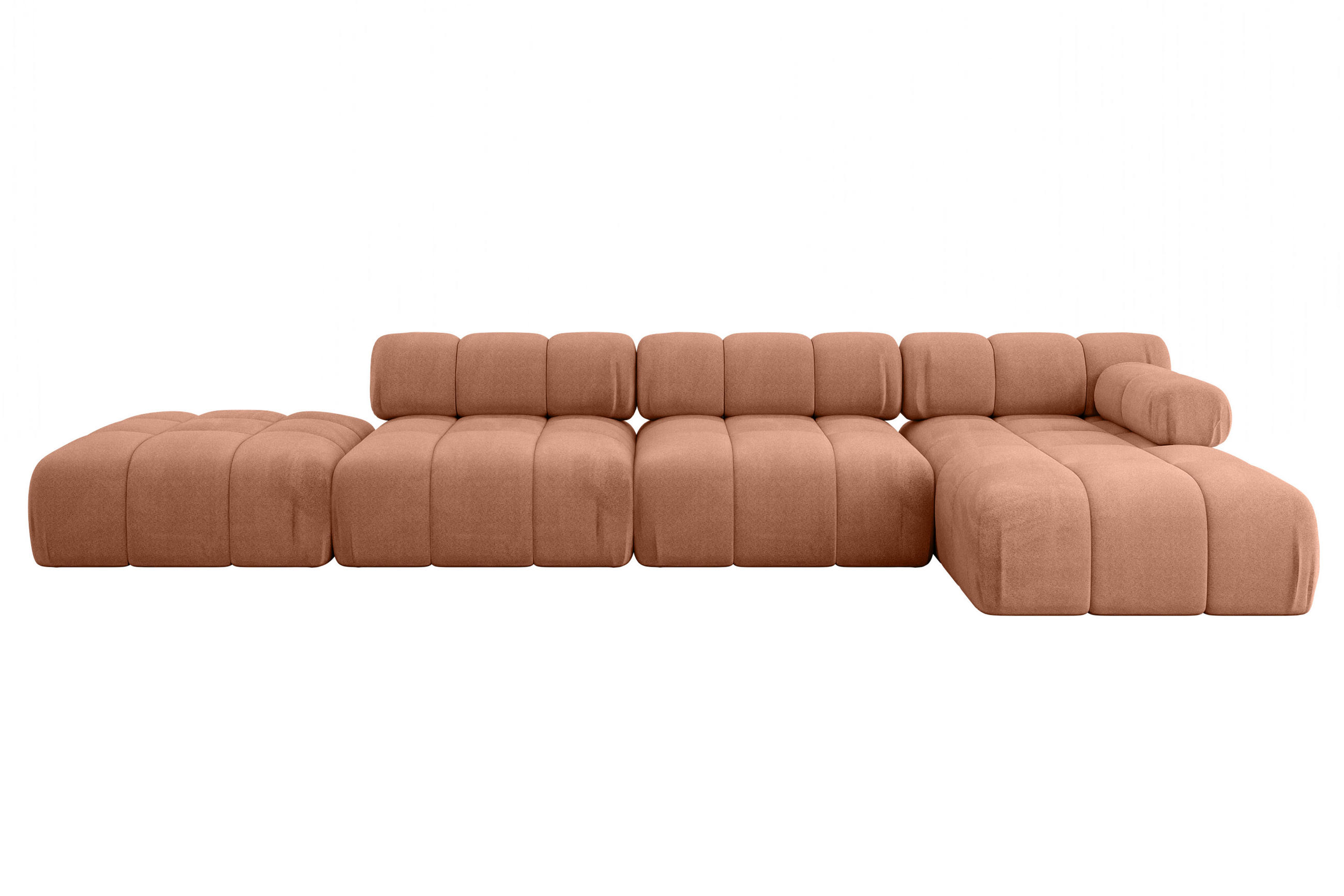 ECKSOFA modulares Sofa Lizur-L2 - 380x160x70 cm Apricot Velours - Koralle, Holzwerkstoff/Textil (380/160cm) - ALTDECOR