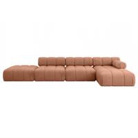 ECKSOFA modulares Sofa Lizur-L2 - 380x160x70 cm Apricot Velours - Koralle, Holzwerkstoff/Textil (380/160cm) - ALTDECOR