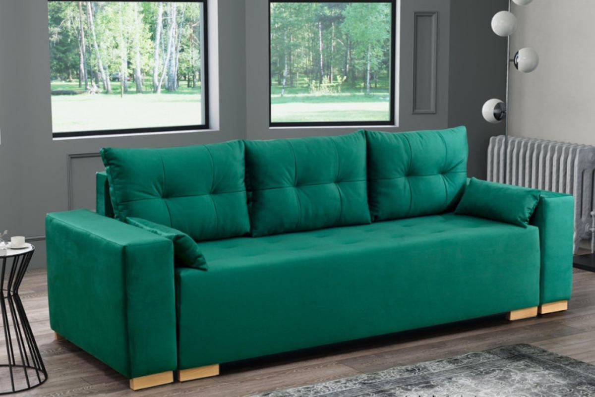 SOFA Flaschengrün DARMA Mit Schlaffunktion - Grün, Textil (250/90/94cm) - Sepro Meble