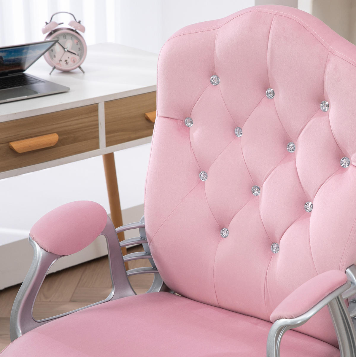 BÜROSTUHL höhenverstellbar mit Wippfunktion Polyester Pink - Pink, Kunststoff (61/114/61cm) - Meubliv