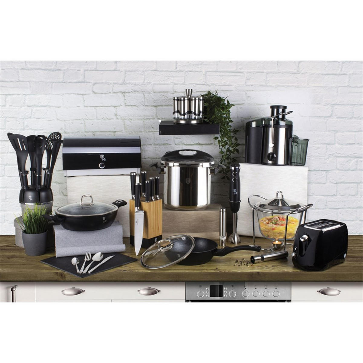 WOK Schwarz 28/28/7.4 cm BH1848 - Schwarz, Metall (28cm) - Berlinger Haus