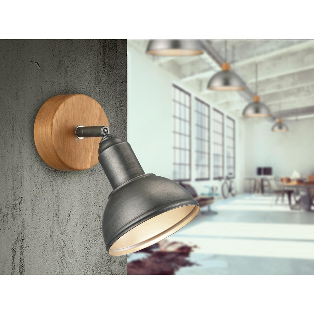 Thumbnail - meineWunschleuchte Led-Wandstrahler, Natur, Silber, Holz, Metall, 11x21x18 cm, Lampen & Leuchten, Innenbeleuchtung, Wand...