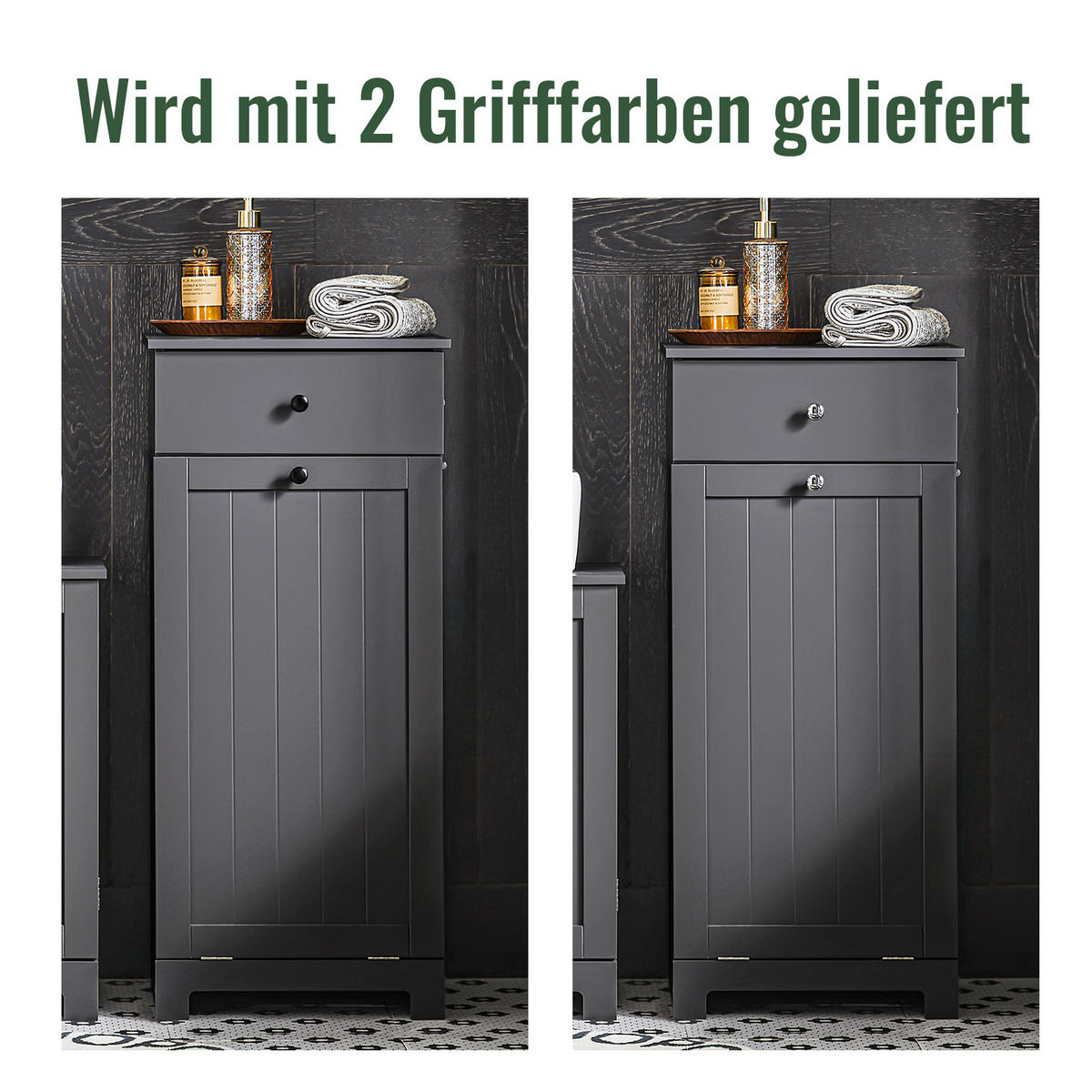WÄSCHESCHRANK Weiß - Grau, Holzwerkstoff (40/90/38cm) - SoBuy