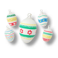 OSTERSET Ostereier Blumen Weiß 8cm (Glas / 5 Stk.) - Weiß, Glas (5/8/5cm)