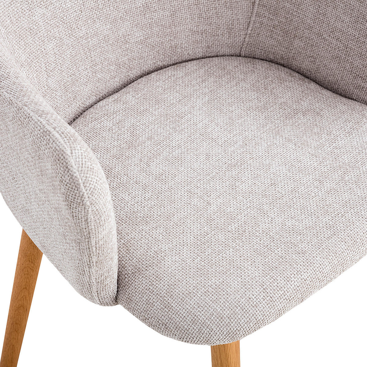 ARMLEHNENSTUHL - Strukturstoff, 2er-Set - Eichefarben/Hellgrau, Textil (55/85/60cm) - home24