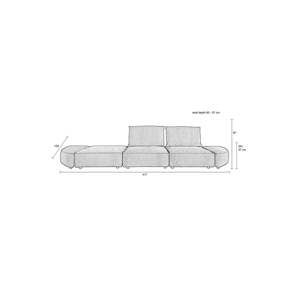 SOFA 4,5-SITZER Hunter Sand/ Beige - Beige/Naturfarben, Textil (417/87/100cm) - Zuiver
